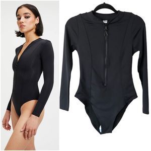 Good American | The Good Compression Long Sleeve Swimsuit NWT Black